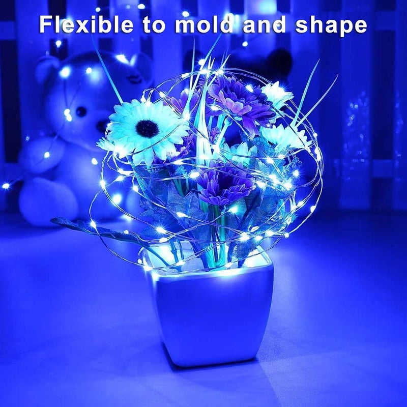 Blingstar USB Powered Fairy Lights, 2 Pack 33Ft 100 LED, Flexible Silver Wire, Mini String Lights for Indoor Christmas Tree/Halloween/Bedroom/Dorm/Party Decoration, Blue - Image 4